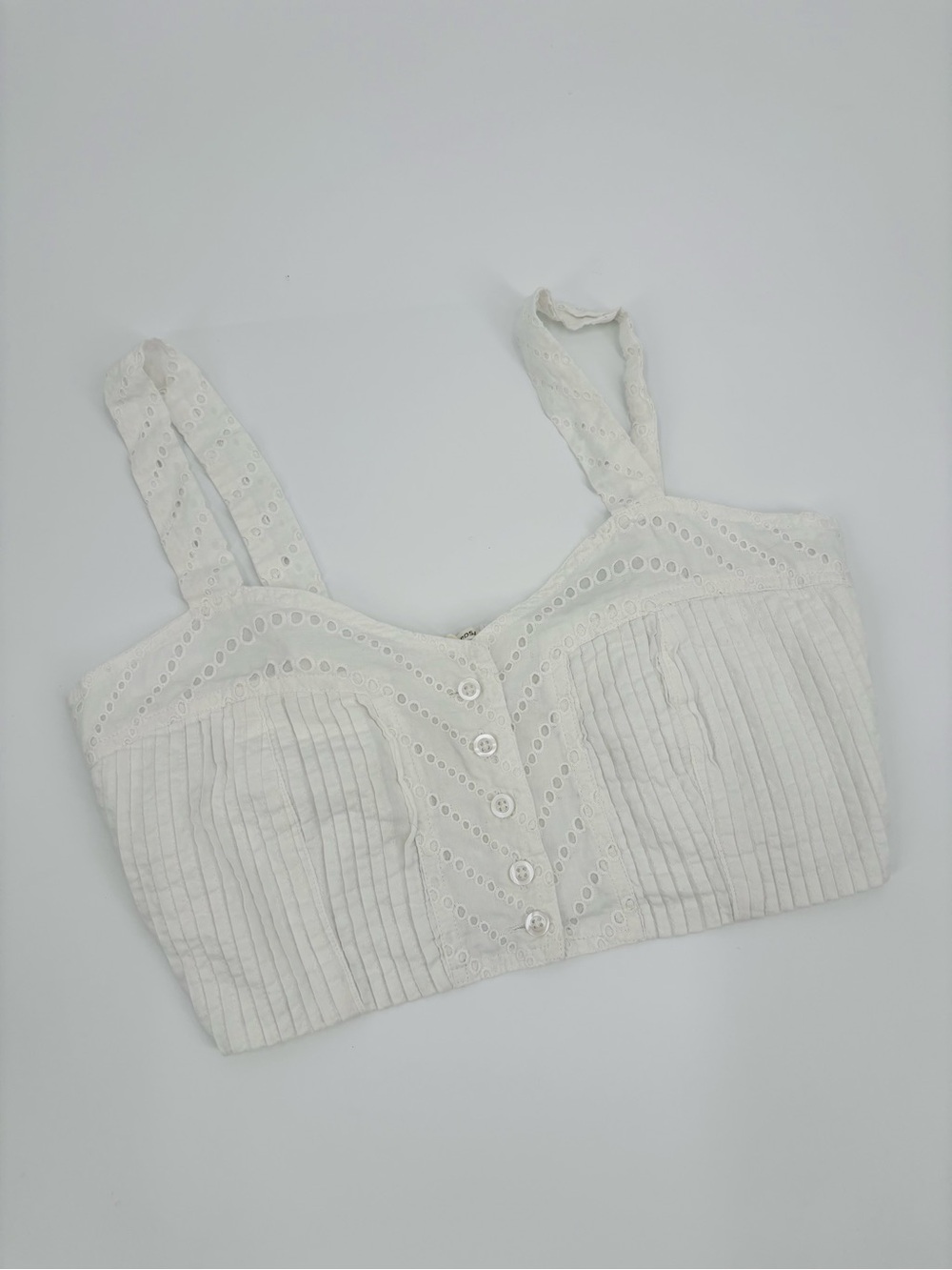 Tularosa white eyelet crop top tank